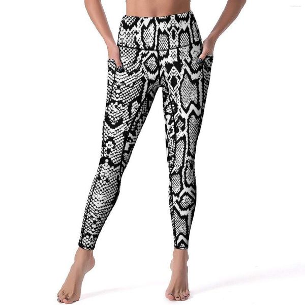 Leggings femininas cinza pele de cobra animal impressão ginásio calças de yoga mulheres push up respirável leggins sexy design de secagem rápida calças esportivas