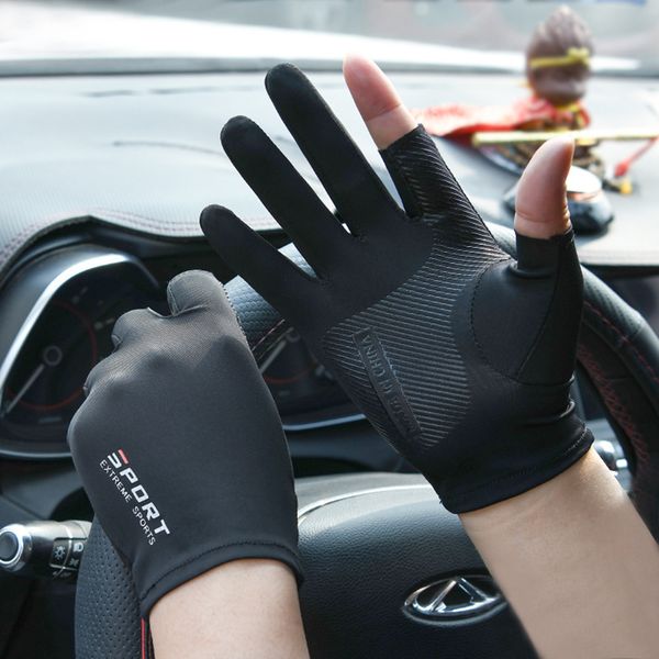 Fünf-Finger-Handschuhe, Eisseide, Halbfinger-Fahrradhandschuhe für Männer und Frauen, Outdoor-Sport, Fitness, Fahren, Angeln, hochelastisch, bequem, Sonnenschutz, 230830