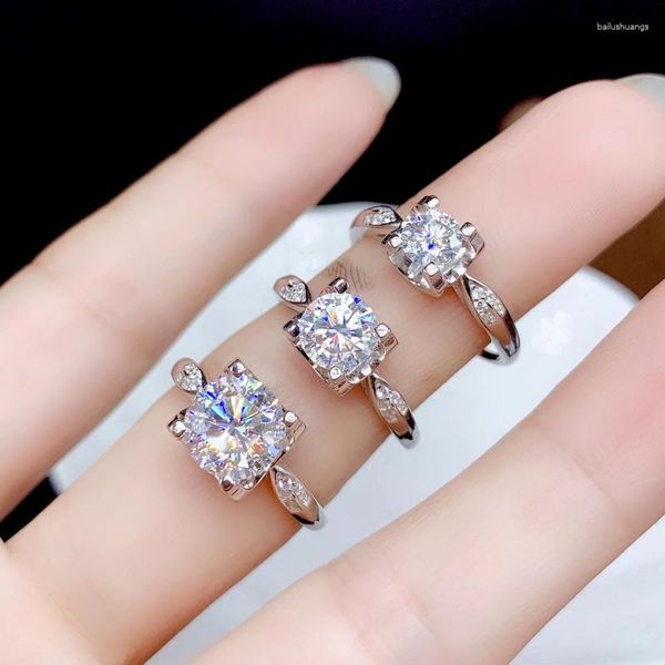 Кластерные кольца изысканный игристый женский кольцо Moissanite Women's 925 Серебряный день рождения подарок на день рождения Sparkle лучше, чем помолвка алмаза