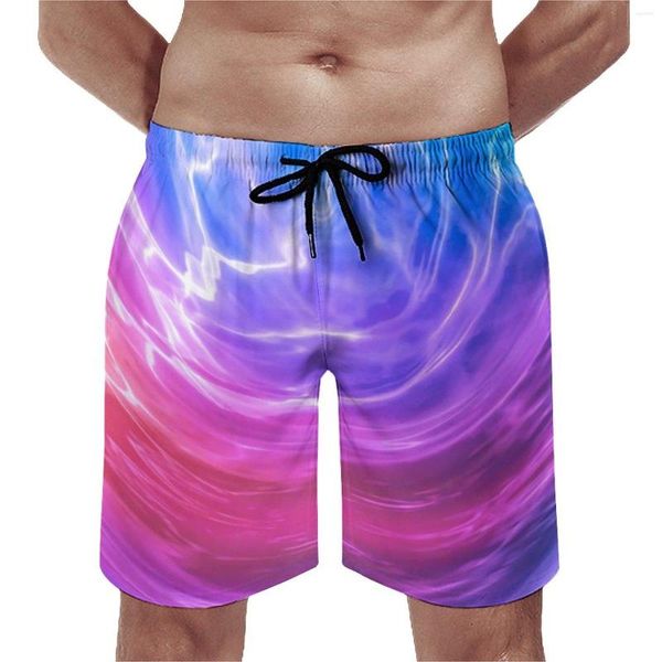 Herren-Shorts, Board, blau, rosa, lila, flüssig, lässig, Badehose, abstrakte Kunst, schnell trocknend, Sport, trendige, große, kurze Hose