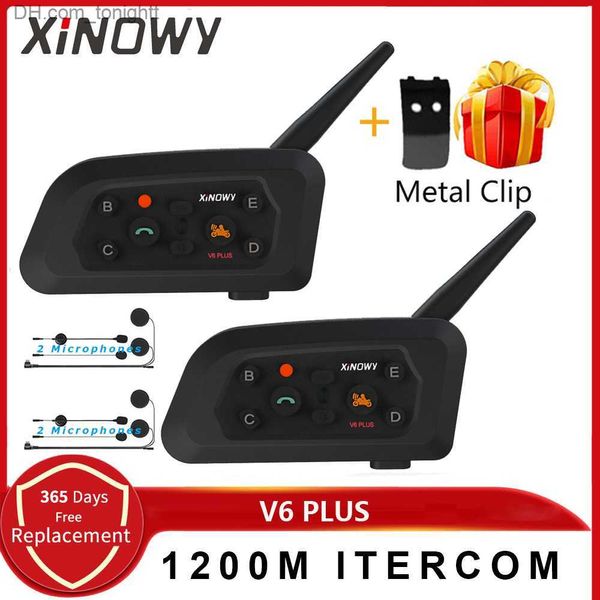 XINOWY V6 PLUS Interfono per casco moto Bluetooth 1200M Full Duplex per 6 ciclisti Cuffie interfono motocicleta wireless BT Q230830