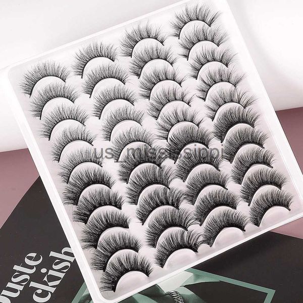 Cílios Postiços 20 Pares 3D Mink Lashes Dramáticos Cílios Postiços Faux Cils Natural Soft Eyelash Extensões Handmade Long Wispy Lashes Maquiagem x0830