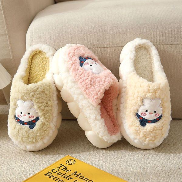 Pantofole Cacca Sensazione Pile Di Cotone Addensato Carino Femmina Coperta Coppia Casa Cartone Animato Indossare Caldo Inverno All'ingrosso