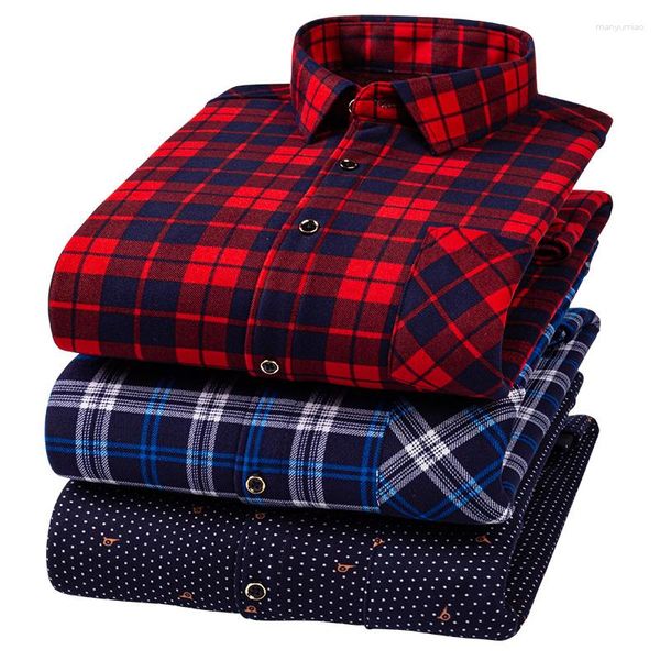 Camisas casuais masculinas inverno quente para homens ajuste regular mais grosso veludo top blusa ásia plus size grande xadrez roupas mangas compridas