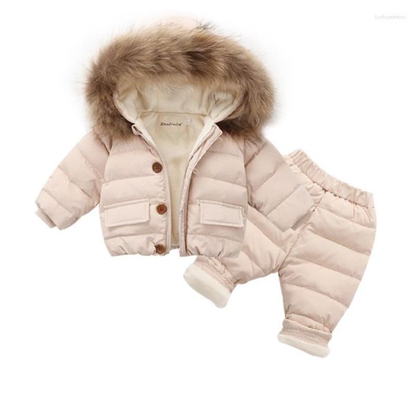 Kleidung Sets Kinder Ente Unten Jacke Kinder Kleinkind Mädchen Jungen Kleidung Mantel Hosen 2 stücke Winter Outfit Anzug Warme Baby set