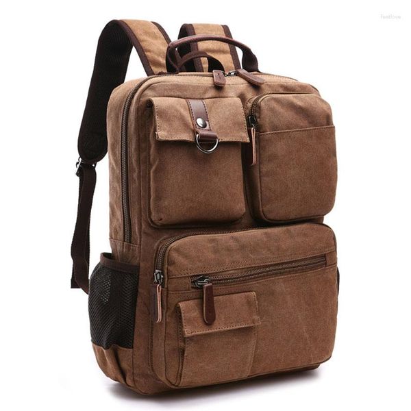 Mochila Casual Lavada Lona Mochilas Masculinas Marca Grande Lazer Top Travel Notebook Laptop Ombro