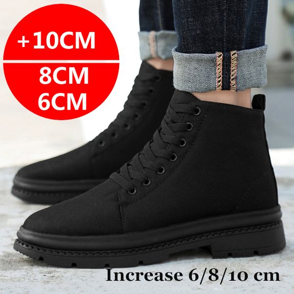 Botas homens botas elevador sapatos escondidos saltos lona aumentando sapatos para homem aumentar palmilha 10cm 8cm 6cm esportes casuais sapatos de altura 230830