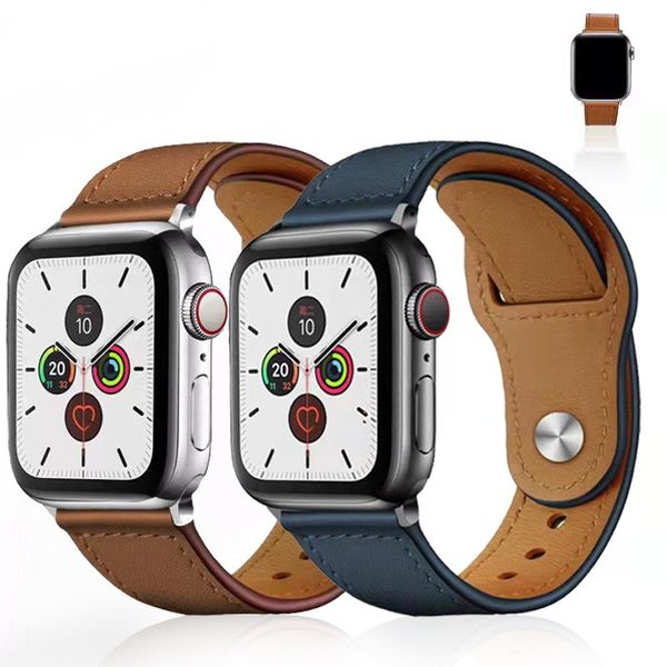 Кожаные ремешки для Apple Watch Band 42 мм серии SE 2 3 4 для iwatch Ultra 9 8 7 6 5 44 мм ремешок 38 мм Замена браслета 40 мм 41 45 мм 49 мм Аксессуары для ремешков