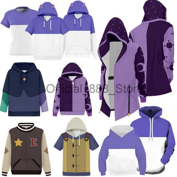 A coruja cos casa luz noceda cosplay hoodie manga curta camiseta zip up jaqueta de beisebol casaco halloween adulto crianças x0830