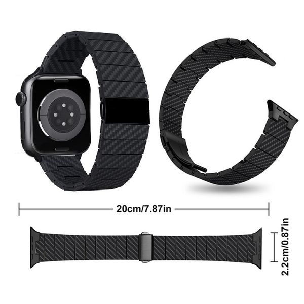 Padrão de fibra de carbono fivela dobrável corrente de bambu pulseira leve pulseira bandas pulseira para Apple Watch 3 4 5 6 7 8 SE Ultra iWatch 38 40 41 42 44 45 49mm