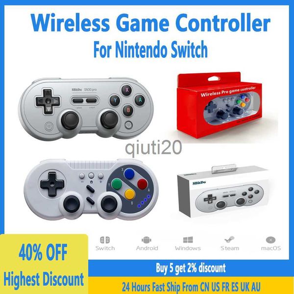 Oyun Denetleyicileri Joysticks 8bitdo SN30 PRO Kablosuz Denetleyici 6 Eksenli Patlama Turbo İşlev Nintendo Switch için Joystick Buhar Pencereleri Android iOS X0830