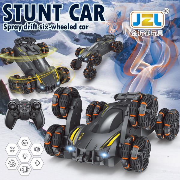 Diecast Model Wltoys Дрифт шестиуровневый пульт дистанционного управления RC Car Radio Spray Stunt Led Light Music 2 4G Gesture Gesture Six Wheel 230829