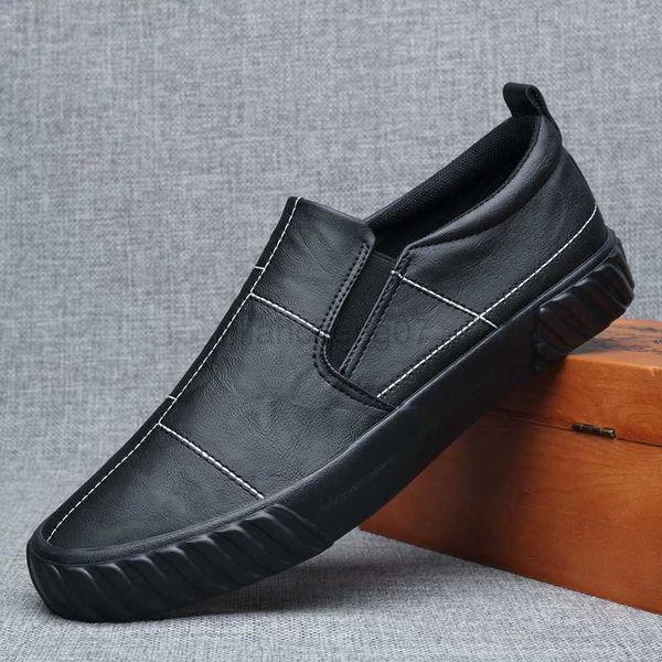 Elbise ayakkabıları 2023 erkek ayakkabı bahar sonbahar yeni sıcak basit moda deri rahat ayakkabılar serin loafers deri düz paten ayakkabıları