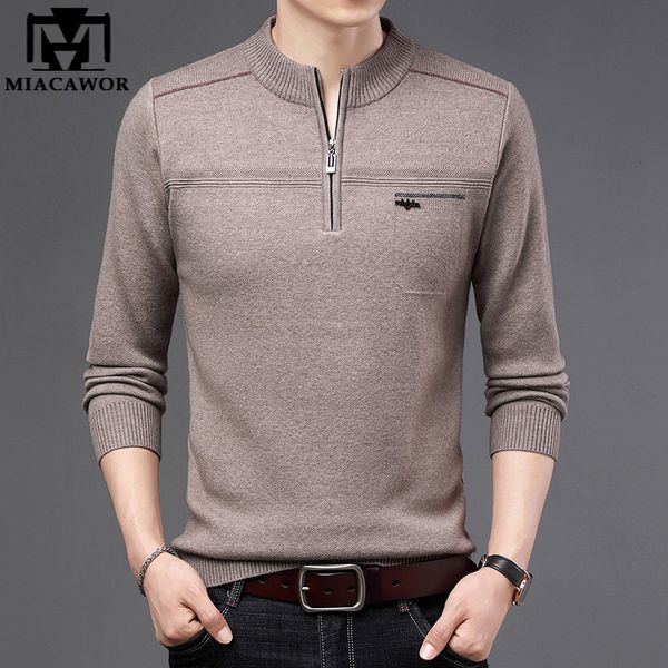 Maglioni da uomo inverno uomo streetwear pullover di lana caldo lavorato a maglia con cerniera maglione manica intera casual jersey abbigliamento Y421 230830