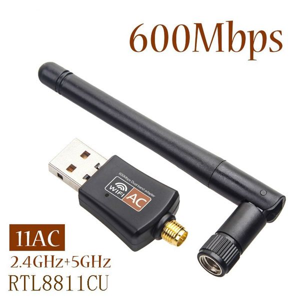 600 м 5 ГГц/2,4 ГГц беспроводная двойная полоса 802.11AC USB Adapter Wi -Fi Идеально подходит для настольных ноутбуков ПК