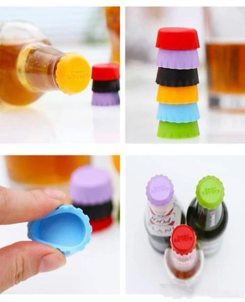 Coperchio per bicchieri in silicone Tappi per bottiglie in silicone Top Tappi per birra per vino Coperchi per bottiglie di birra risparmiatori Tappi di copertura riutilizzabili in gel di silice