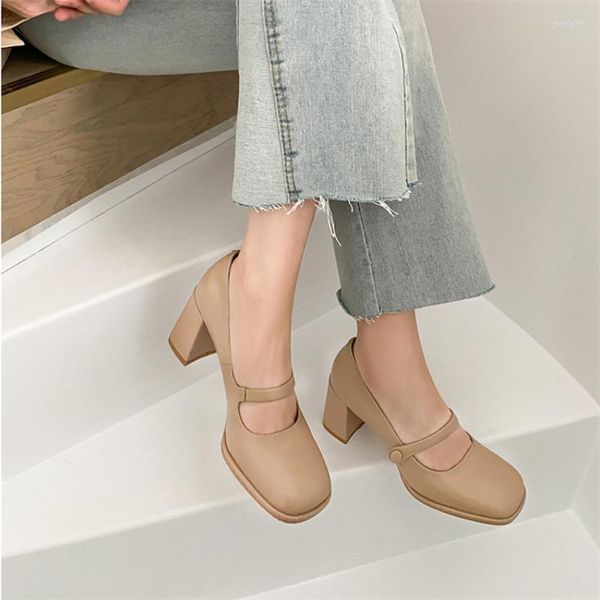Scarpe eleganti da donna classiche Mary Jane stile giapponese testa tonda tinta unita tacchi alti moda festa Zapatos Para Mujeres