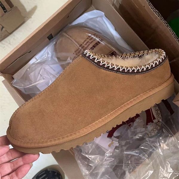 Tasman Chinelos Tazz Botas Fur Slides Real Sheepskin Shearling Clássico Ultra Mini Plataforma Bota Inverno Chinelo Mulheres Homens Slip-on Sapatos Camurça Lã Superior Tamanho Grande 44