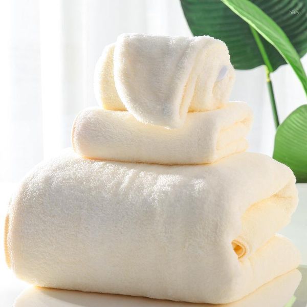 Asciugamano da bagno Asciugamano Cuffia per capelli Set da tre pezzi Morbido per la pelle assorbente Elegante tinta unita Sauna