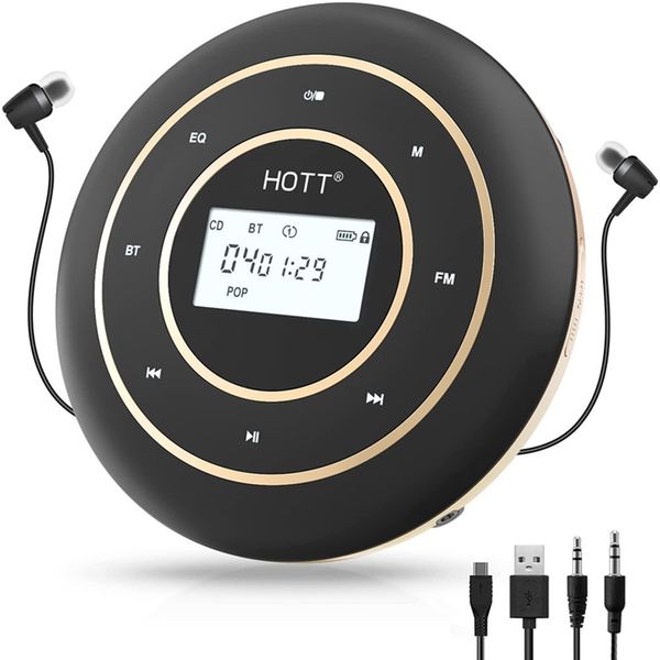 Lettore CD portatile HiFi Bluetooth 50 e trasmettitore FM Lettori stereo ricaricabili Pulsante di vibrazione touch con cuffie 230829