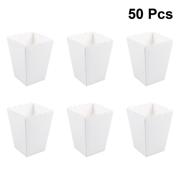 Confezione regalo 50 pezzi Scatole di carta per caramelle Scatola di popcorn Forniture per feste Scatole di popcorn bianche Snack di popcorn Vaschetta per alimenti Matrimonio Forniture di compleanno per bambini 230829