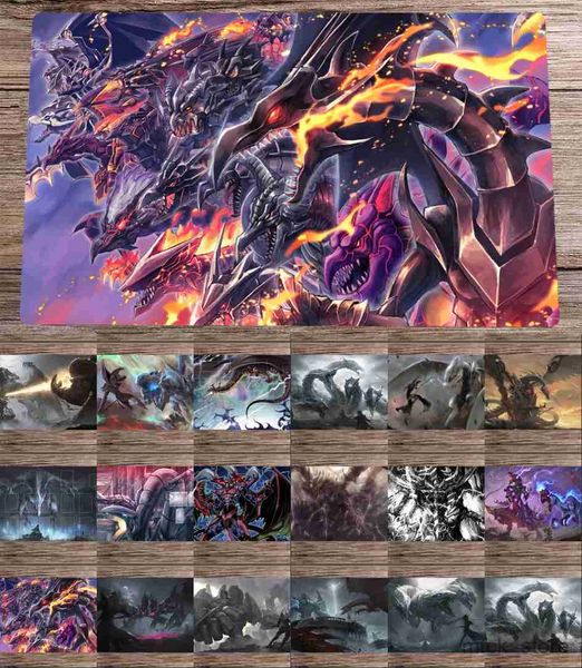 Mouse pads descansos de pulso YuGiOh Playmat Red-Eyes Black Dragon Ultimate Conductor Tyranno TCG CCG Trading Card Game Mat Anime Mouse Pad 60x35cm R230830