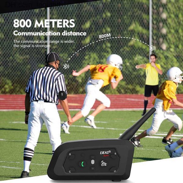 EJEAS 1/2Pcs V6CPRO Árbitro de Futebol Bluetooth Intercom Full Duplex 1200M Sem Fio Futebol Interfone Headset Q230830