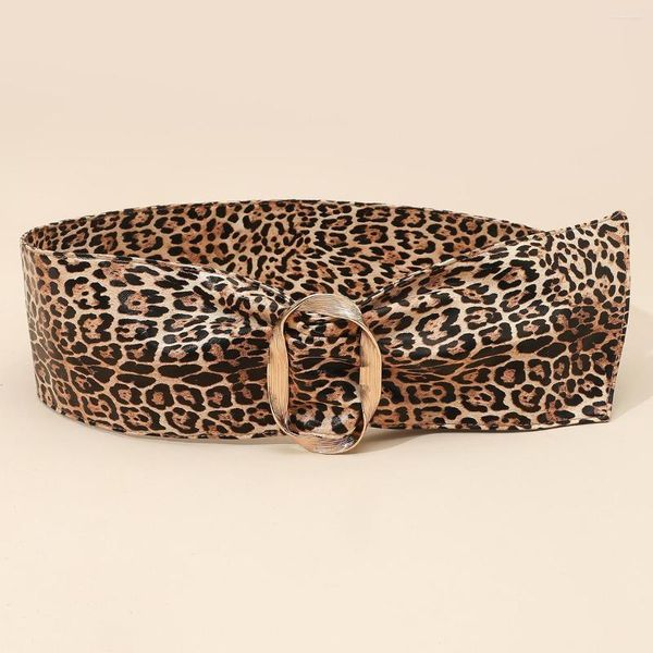 Cintos Marca PU Couro Ampla Personalidade Pin Fivela Camurça Cintura Elástica Sexy Selvagem Leopardo Cinto Decorativo Feminino Vestido Exterior