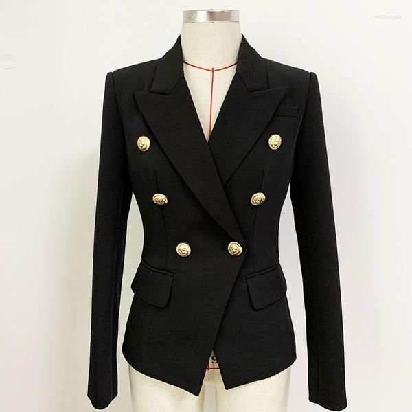 Женские костюмы высококачественная мода 2023 барокко дизайнерская пиджанная куртка серебряная львиная пуговица двойная грудь верхняя одежда