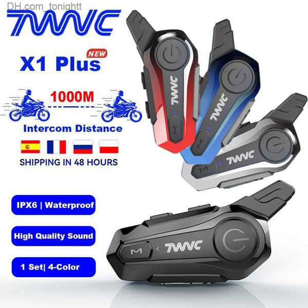 1 pc/par moto fone de ouvido tws bt5.0 motocicleta interfone capacete bluetooth fone 1000m distância talkie 2 pilotos walkie interfone q230830