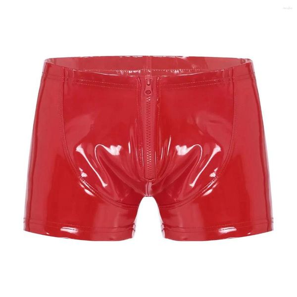 Unterhosen Herren Sexy Open Crotch Leder Kurze Hosen für Sex Latex Shaping Hülle Fetisch Boxer Bulge Pouch Sexi