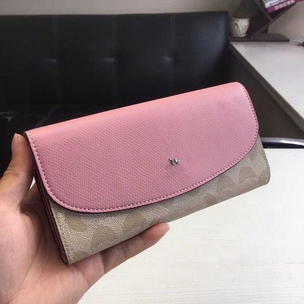 Trendy C-Print Luxus-Geldbörsen für Männer Designer-Geldbörse Brieftasche Marke Frauen Lange Kartenhalter Leder Designer-Tasche Modische Farbabstimmung Geldbörsen Rosa Wechselgeldbörse 230712