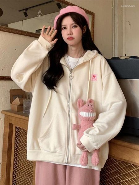 Hoodies femininos deeptown moda coreana zip up harajuku hip hop oversized fino sweatshirts bf streetwear casual chique casaco cardigan