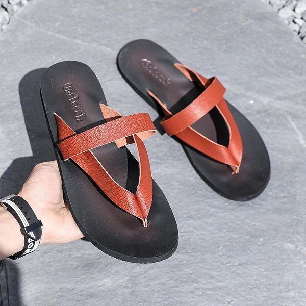 Terlik Kapalı Erkekler Sandal Ayakkabı Açık Sandalet Erkek Cork Flipflops Erkek Yaz Slicers Hasar Günlük Adam İçin