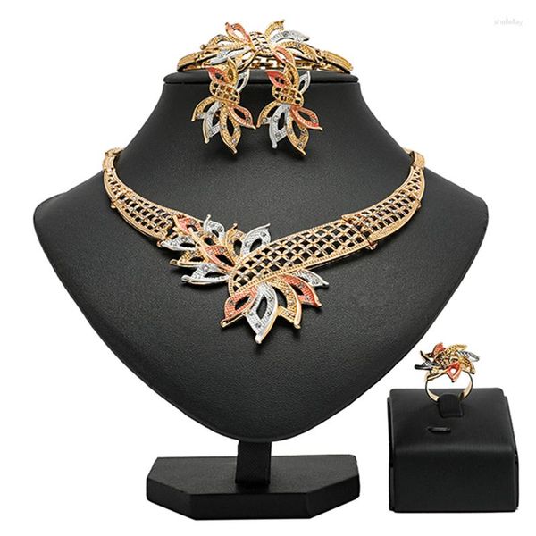 Halskette Ohrringe Set marokkanische traditionelle Frau Hochzeit Brautschmuck Accessoires Dubai vergoldet Designer Custom Schmuck
