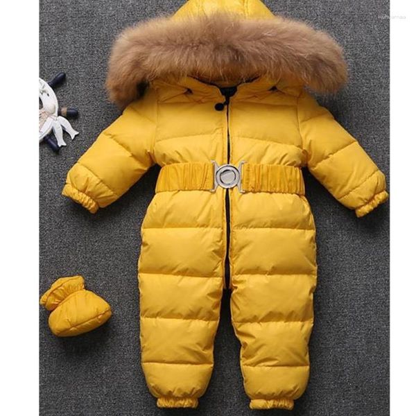 Casaco para baixo do bebê macacão jaqueta nascido meninos da criança meninas roupas pato branco 1-4 anos grosso macacão inverno snowsuit