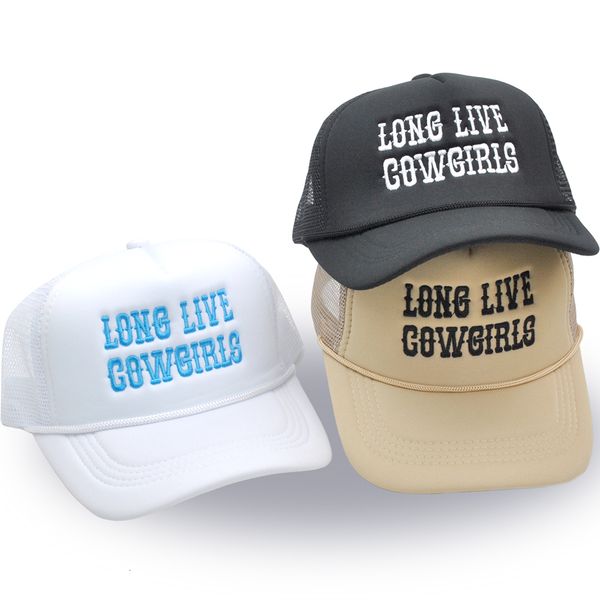 Cappellini da baseball Long Live Cowgirls Cappello da camionista Ricamo Cowboy Girly Berretto da baseball Estate Donna Mesh Cappelli da mamma Regali per lei 230830