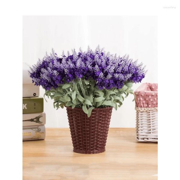 Flores decorativas 1 pc 10 cabeças romântico lavanda seda buquê artificial para decoração de casamento em casa