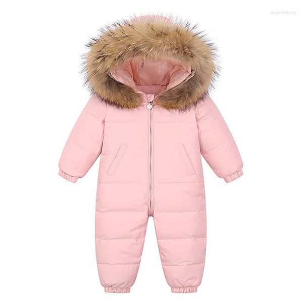 Piumino 2023 Baby Duck Abbigliamento per ragazzi e ragazze Tute invernali in puro colore 0-3 anni Tute per bambini a maniche lunghe con pelliccia