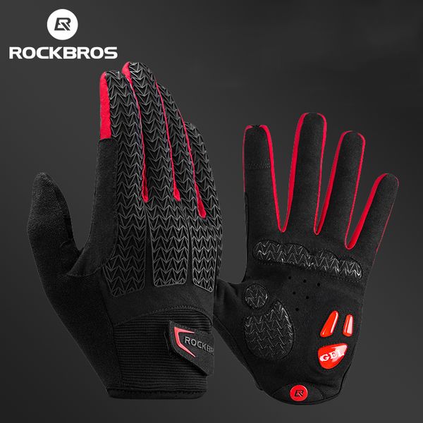 Guanti a cinque dita ROCKBROS Guanti da ciclismo antivento Touch Screen Equitazione MTB Guanti da bicicletta Guanti termici caldi Moto Inverno Autunno Guanti da bici 230830