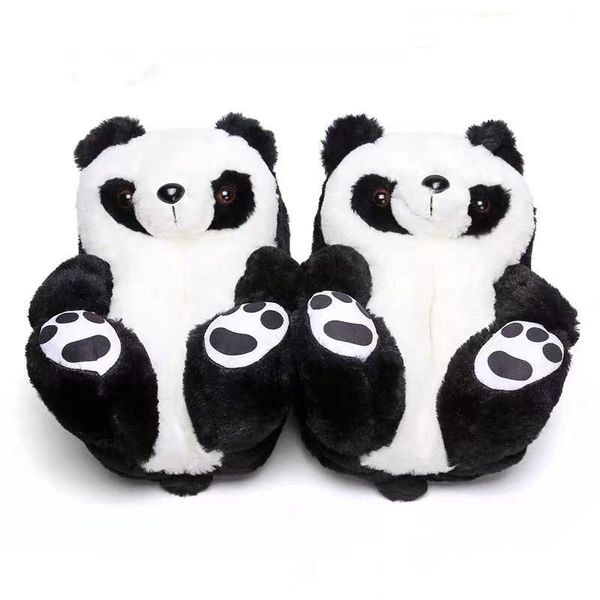 Pantofole Cozy Girls Nero Bianco Peloso Panda Home Shoe s Lovely Warm Winter Bear Scivoli per interni Donna House Peluche 230830