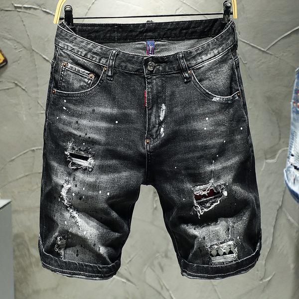 Jeans da uomo Desinger Nuovi uomini Jeans corti strappati vintage Streetwear Pantaloncini di jeans slim con foro Abbigliamento di marca maschile