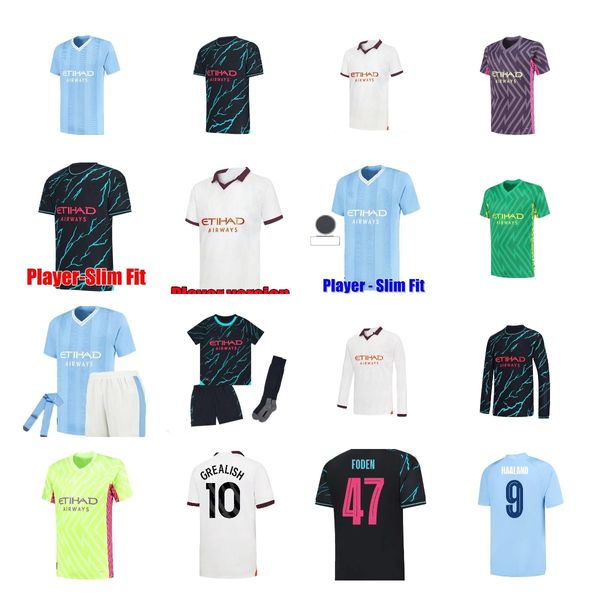 23 24 Erling Haaland MANS SOCCER JERSEYS PHILLIPS Agueroooo Jubiläum STÄDTE GREALISH DE BRUYNE FODEN 2023 2024 MANCHESTERS Fußballtrikots Männer Kinder Walker Ruben Y