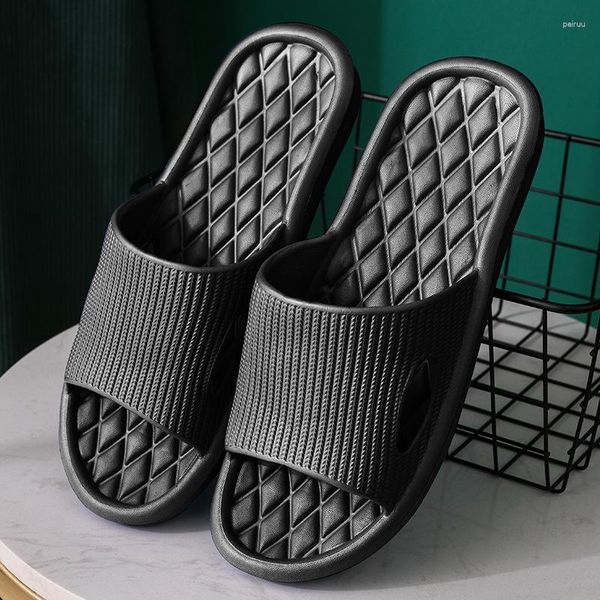 Slippers Men's And Women's Soft Soled Home Indoor Anti-skid Bathroom Couple El Solid Flat Sandals In Summer Chanclas