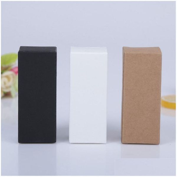 Scatole di imballaggio all'ingrosso 2.8X2.8X7Cm Scatola di cartone di carta Kraft Rossetto cosmetico per bottiglia Imballaggio di olio essenziale Nero Bianco Fedex F Dhfr3