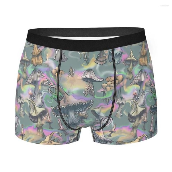 Cuecas Abstratas Homens Boxer Briefs Magia Cogumelos Planta Respirável Engraçado Top Quality Imprimir Shorts Presentes de Aniversário