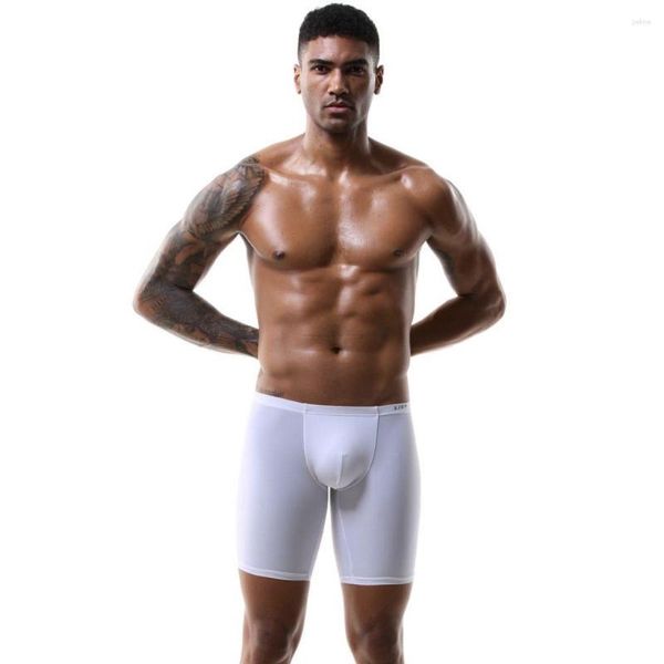 Külotlar erkek iç çamaşırı uzatılmış düz açı pantolon taklit buz ipek yüksek elastikiyet çift katmanlı ön düşük bel şort