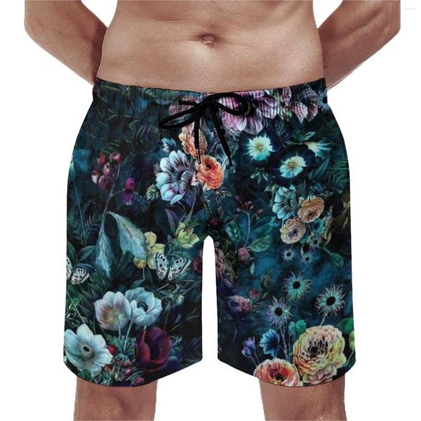 Herren-Shorts, Blumenmuster, Brett, Sommernacht, Garten, Vintage, niedlich, Strand, Männer, laufen schnell trocken, individuelle Badehose