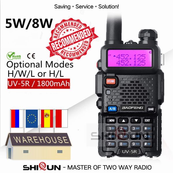 Walkie Talkie UV5R военные 10 км Baofeng UV 5R Walkietalkie для охоты на двойную полосу Ham FM Radio UV 5R 5W UV82 UV8HX UV16 230830