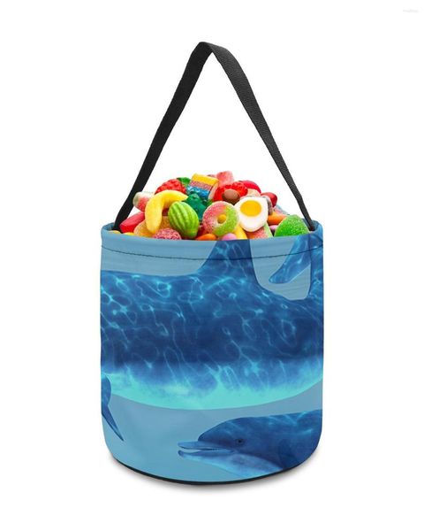 Depolama Çantaları Deniz Yunuslu Mercan Sepeti Tatlı Şeker Kovası Taşınabilir Ev Çantası Çocuklar için Oyuncaklar Parti Dekorasyon Malzemeleri